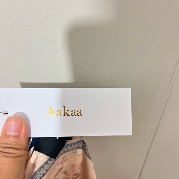 Aakaa Floral Dolman Sleeve Tie Front Waist Border Print Dress Size M - Picture 6 of 9